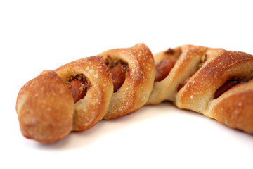 ソーセージ フランス エピ パン 白背景