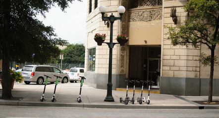 Dockless Electric Scooters on the Sidewalk