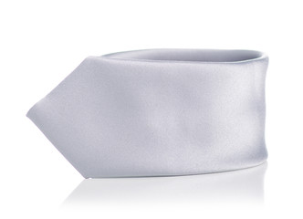 Male gray tie on white background isolation