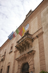 Fototapeta na wymiar Castellammare del Golfo, Italy - September 04, 2018 : View of Castellammare Palazzo Comunale