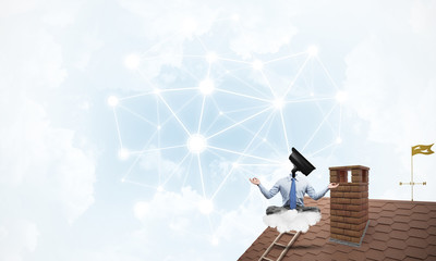 Concept of security and privacy protection with camera headed ma