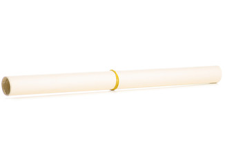 Paper wrapping in hand on white background isolation