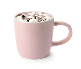 Foto op Canvas Cup of chocolate milk with marshmallows isolated on white © New Africa