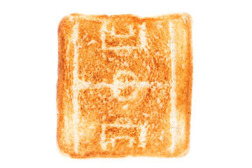 Pattern (picture) in the form of a silhouette of a football (soccer) field on a toasted bread on a...