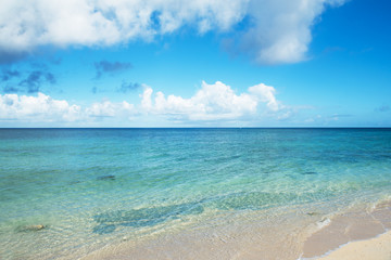 Fototapeta na wymiar Crystal blue coral reefs of Okinawa. Crystal clear waters of Yomitason,Okinawa ocean.