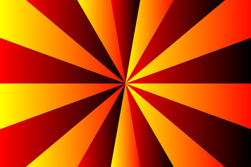 Abstract sunburst pattern, gradient yellow, red and black ray colors. Vector illustration, EPS10. Geometric pattern. Use as background, backdrop, image montage, mock up template in graphic design.