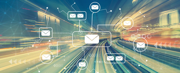 Emails with abstract high speed technology POV motion blur
