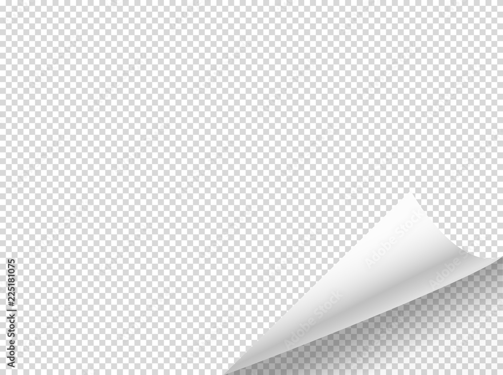 Poster Bending paper vector mockup. Vector object isolated on transparent background