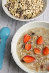 Raw and cooked muesli for breakfast