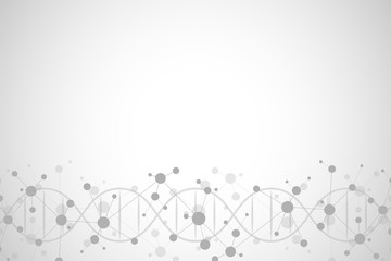 DNA helix and molecular structure. Science and technology concept with molecules background.