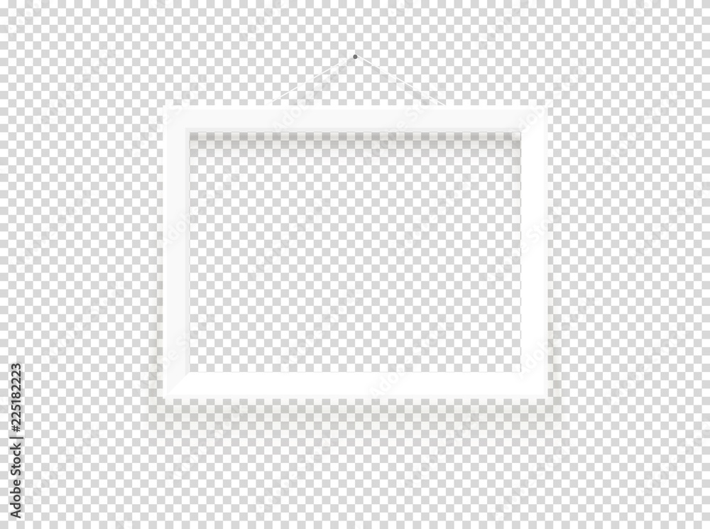 Fototapete White blank frame vector mockup. Vector object isolated on transparent background