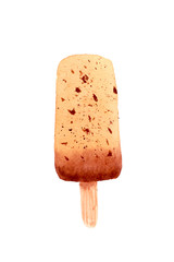 Chocokate chips popsicle on a stick isolated on white background.