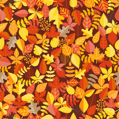 Fall leaves seamless background. Vector illustration