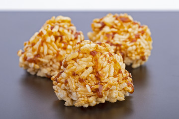 Thai dessert - rice cracker or rice biscuit topping with cane sugar