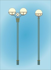 CLASSICAL STREET LIGHTS IN BLUE BACKGROUND. TWO KINDS.