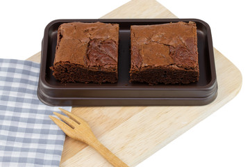 homemade cake chocolate brownies isolated on white background - clipping paths