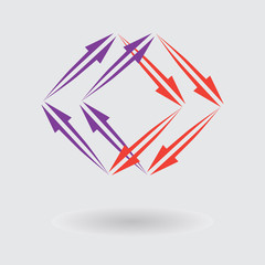 logo square2/The figure has a logo in the form of arrows, four arrows in the form of a square. Logo for the new company, logo for the site, logo for the new presentation. Bredn for the firm.
