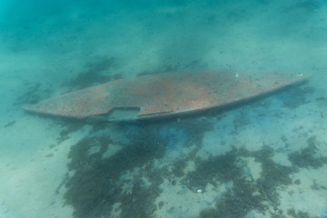 Underwater broken old surf
