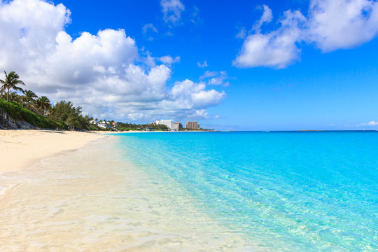 Public Paradise beach in Nassau, Bahamas.