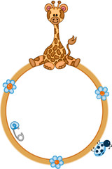 Cute giraffe round border