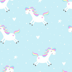 Cute hand drawn funny cute unicorn vector pattern