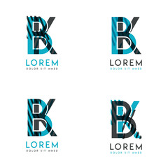 Obraz premium The BK Logo Set of abstract modern graphic design.Blue and gray with slashes and dots.This logo is perfect for companies, businesses and is also suitable for flyers, banners, cards and letterhead.