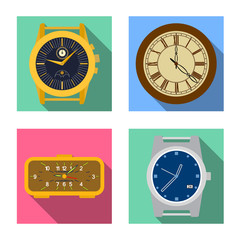 Vector illustration of clock and time symbol. Set of clock and circle stock symbol for web.