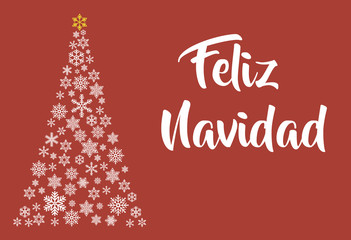 Feliz Navidad lettering template. Greeting card or invitation. Winter holidays related typograph