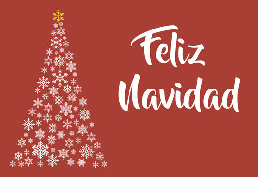 Feliz Navidad lettering template. Greeting card or invitation. Winter holidays related typograph