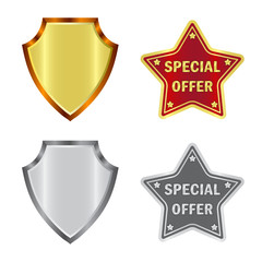 Vector illustration of emblem and badge symbol. Collection of emblem and sticker stock symbol for web.