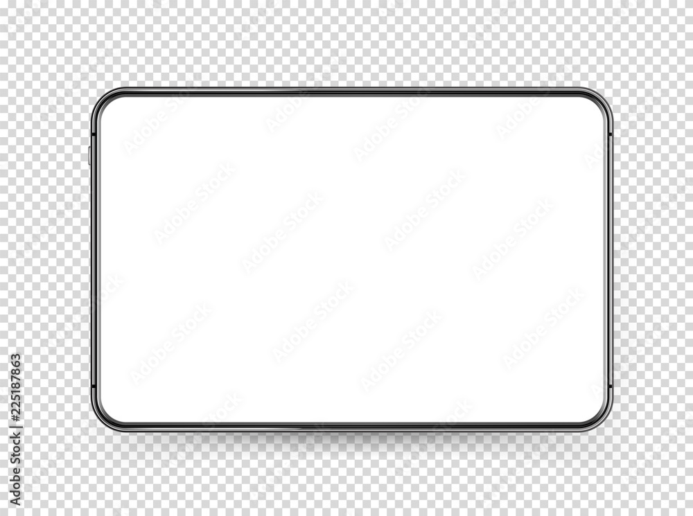 Poster Modern tablet pc with white blank screen. Vector object isolated on transparent background