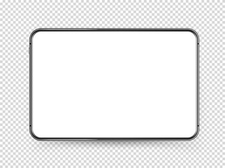 Fototapeta premium Modern tablet pc with white blank screen. Vector object isolated on transparent background