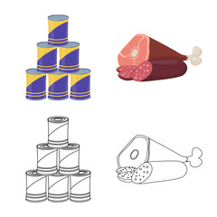 Vector illustration of food and drink logo. Collection of food and store stock symbol for web.