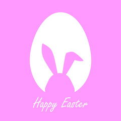 Happy Easter Greeting card with egg and rabbit, Funny  illustration vector on color background
