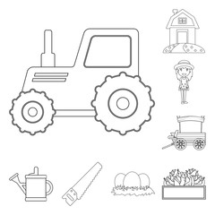 Naklejka premium Isolated object of farm and agriculture sign. Set of farm and plant vector icon for stock.