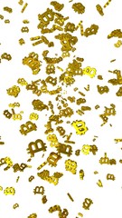 Digital currency symbol Bitcoin on a white background. Fall of bitcoin. Cryptocurrency graph on virtual screen. Business, Finance and technology concept. 3D illustration