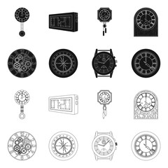 Isolated object of clock and time logo. Collection of clock and circle vector icon for stock.