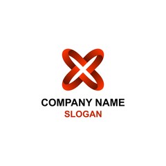 Obraz premium Abstract red X letter initial logo.
