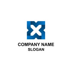 Obraz premium Abstract blue X letter initial logo.