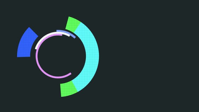 Moving donut chart. Abstract colorful animation.