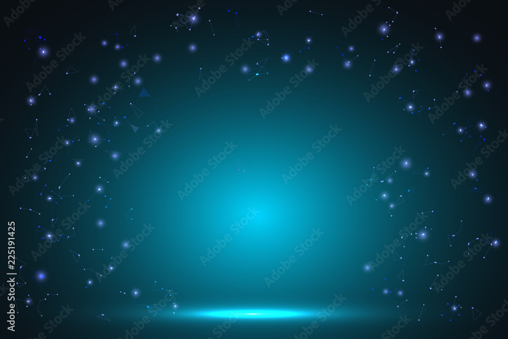 Poster glowing network connection polygonal mesh and line template as business, composition concept. vector