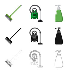 Isolated object of cleaning and service sign. Set of cleaning and household stock symbol for web.
