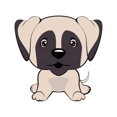 Vector Stock Illustration isolated Emoji character cartoon dog embarrassed, shy and blushes sticker emoticon