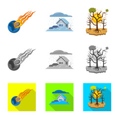 Vector design of natural and disaster icon. Set of natural and risk vector icon for stock.