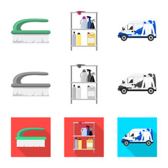 Isolated object of laundry and clean icon. Collection of laundry and clothes stock symbol for web.