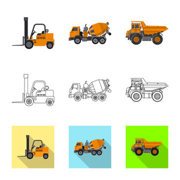Vector design of build and construction sign. Collection of build and machinery stock symbol for web.