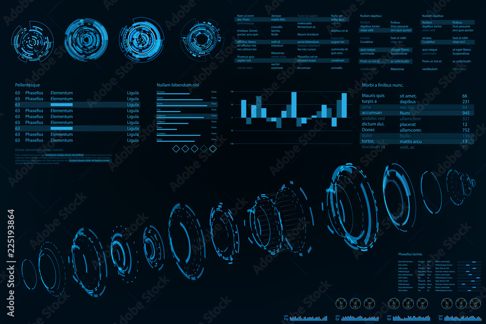 Poster hud panel ui business.futuristic abstract technology background.icon symbol circuit.vector and illus
