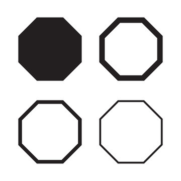 Set Of Octagon In Balck For Your Design. Vector Illustration
