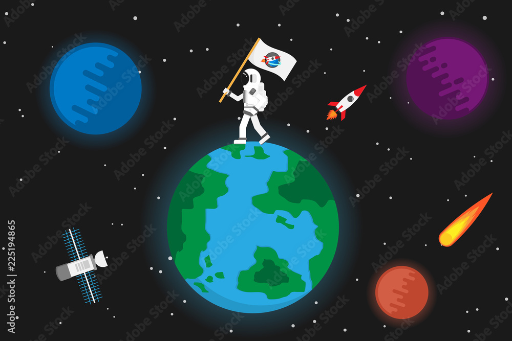 Wall mural astronaut with planet design.vector and illustration