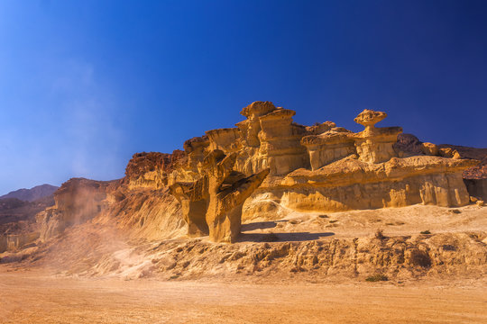 Bolnuevo Mazarron eroded sandstones in Murcia spain